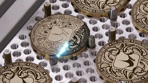 Laser Engraving Brass Challenge Coins For the Shop!