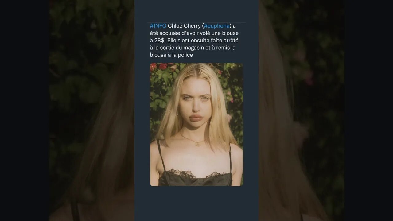 Chloé Cherry (#euphoria) a été accusée d’avoir volé une blouse à 28$.
