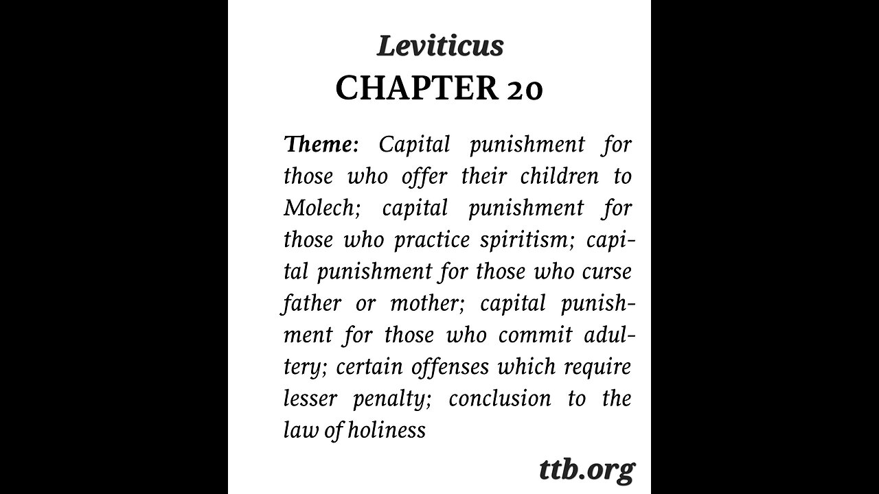 Leviticus Chapter 20 (Bible Study)