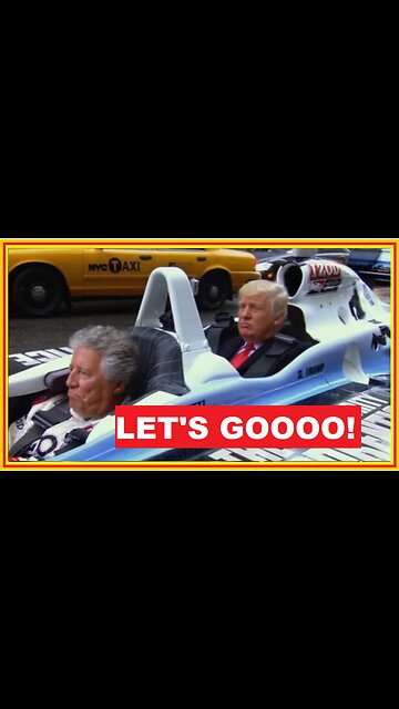 Formula 1 champion Mario Andretti gives Donald Trump a ride