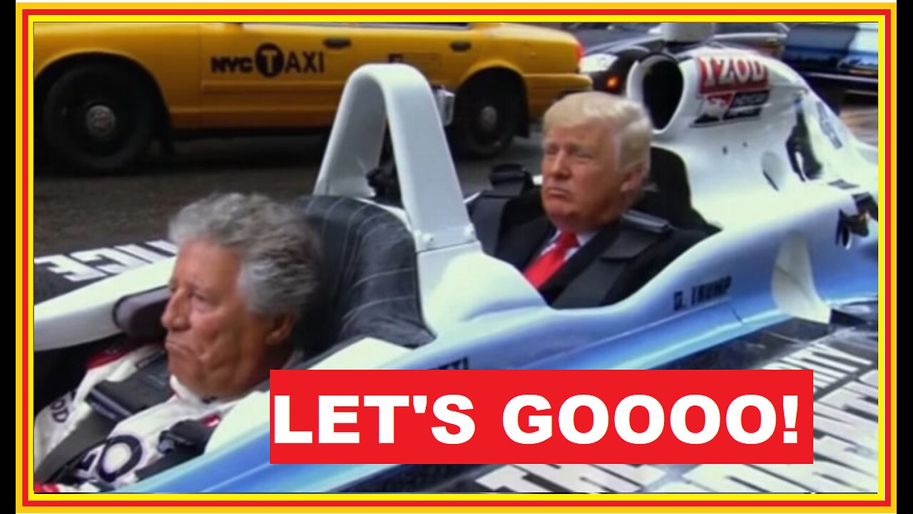 Formula 1 champion Mario Andretti gives Donald Trump a ride