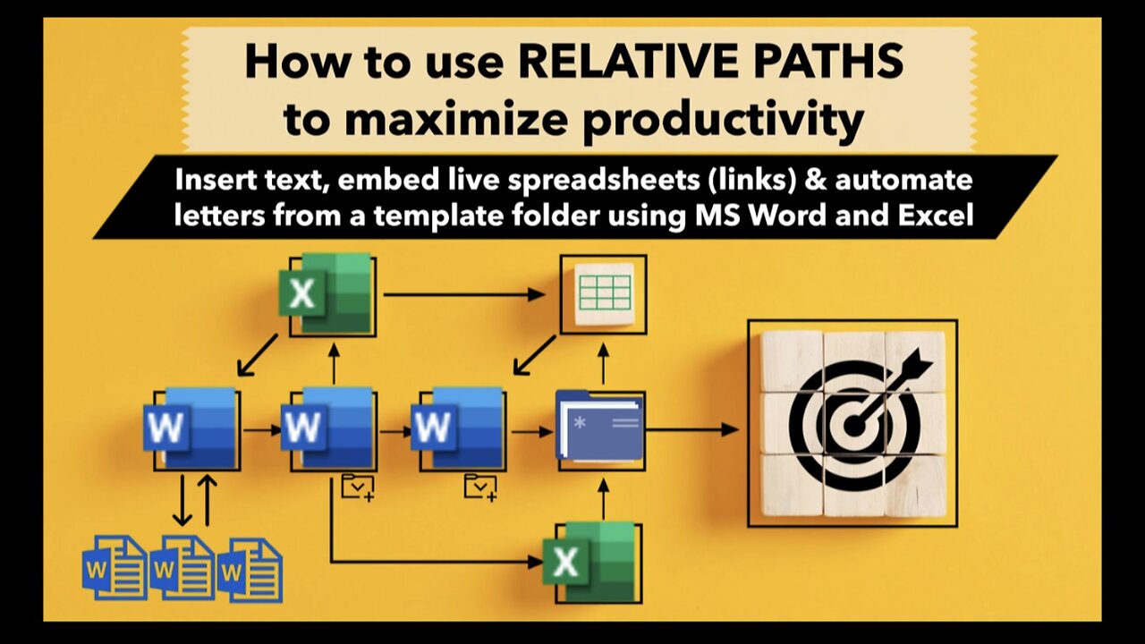 Automate MS word: Relative Paths with live Excel sheets to create template folders for productivity