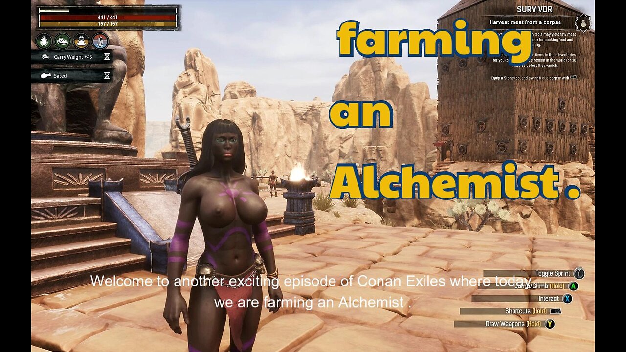 Conan Exiles, farming an alchemist, Bouncing, Busty, Boobs, Breast Expansion