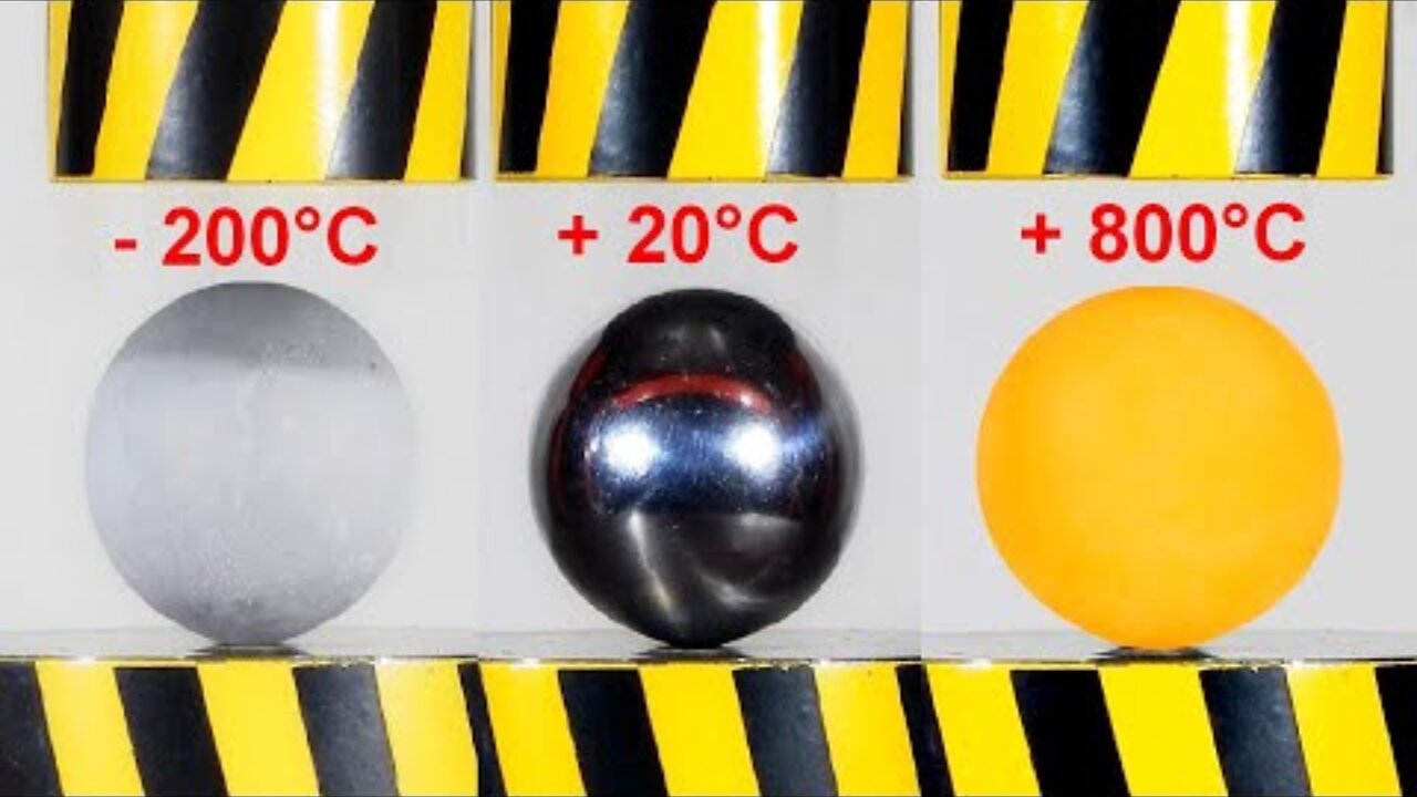 HYDRAULIC PRESS VS STEEL BALLS OF DIFFERENT TEMPERATURES