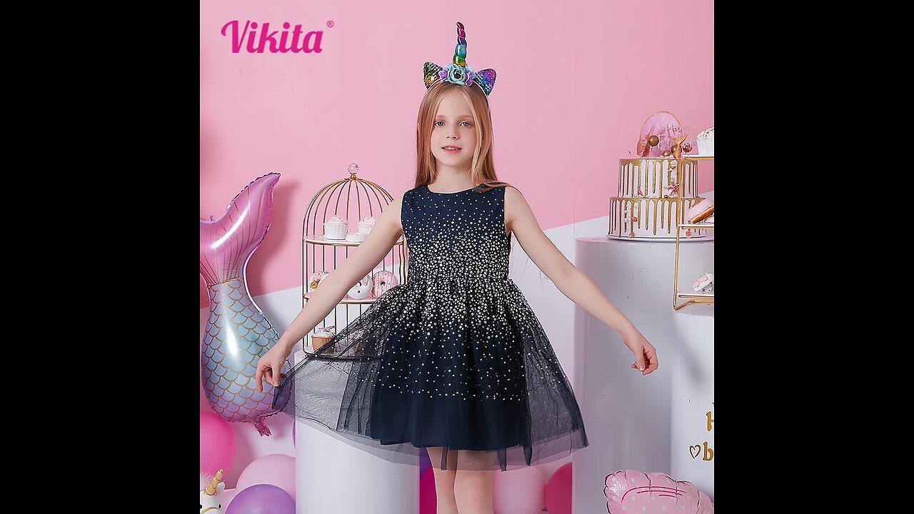 Girls Sleeveless Dress Kids Sequins Birthday Party Gown Girls Mesh Tulle Princess Summer Dresses