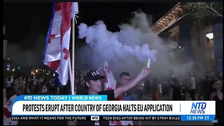 PROTESTS ERUPT AFTER COUNTRY OF GEORGIA HALTS EU APPLICATION