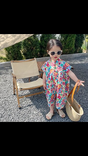 SALE!! Summer Baby Girls Cotton Loose Single-Breasted Short-Sleeved Floral