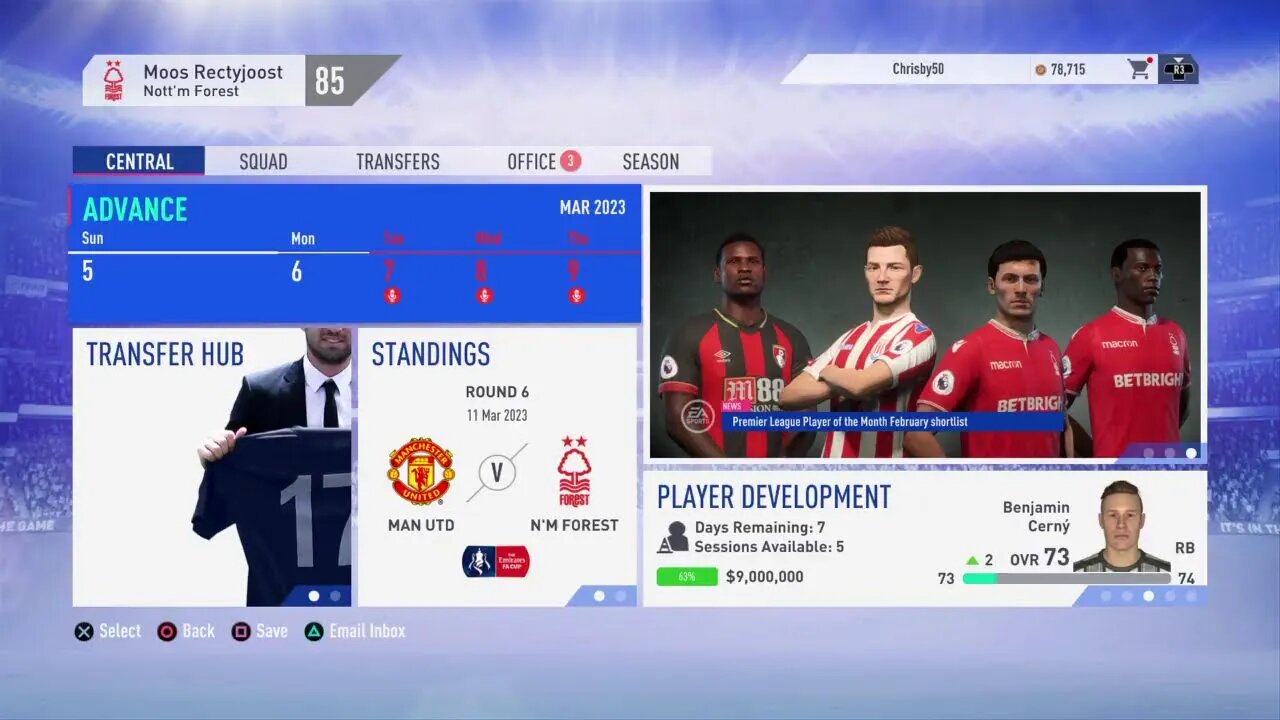 Nottingham Forest S:5 2022-2023 EPL Match 29 VS West Ham (15-9-4)