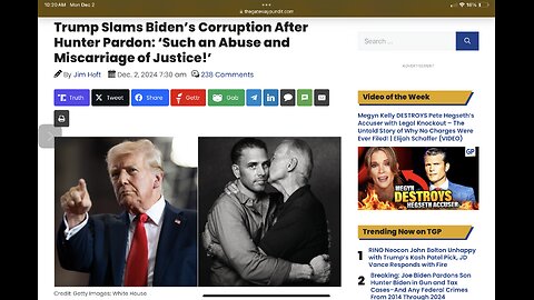 Trump Slams Biden’s Corruption After Hunter Pardon: ‘Such an Abuse and Miscarriage of Justice!’