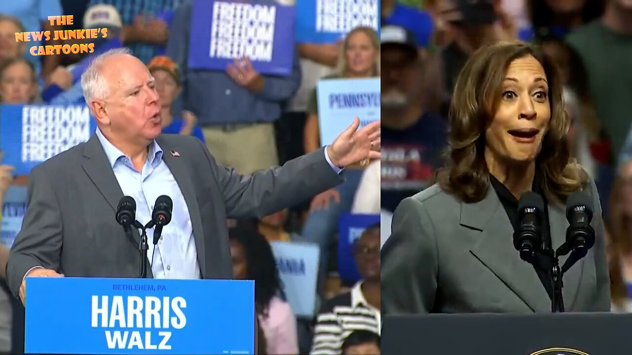 "We can't afford another 4 years of this!" shouts Tim Walz, running mate of Kamala Harris who has been leading country for 4 years: "And you can do it with joy, optimism, grace and happiness!"