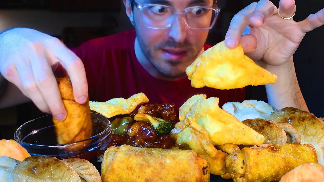 DIPPING SAUCE CHINESE FEAST! FRIED DUMPLING CHICKEN SHRIMP CRAB EGGROLLS MUKBANG | NOMNOMSAMMIEBOY