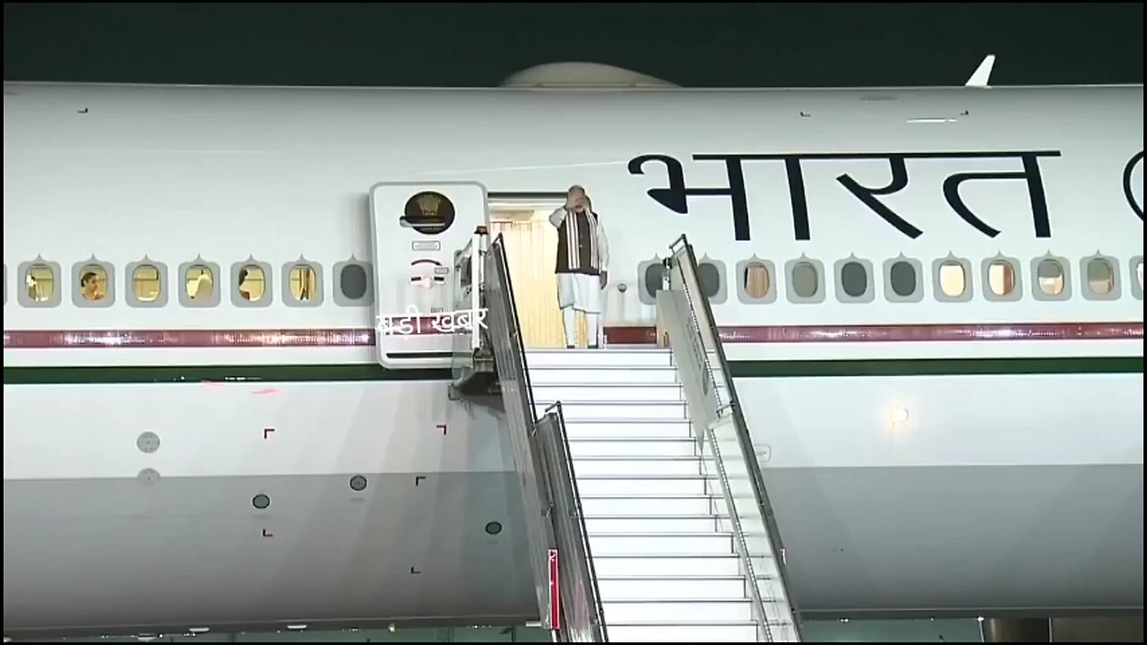 Indian prime minister boarding his plane