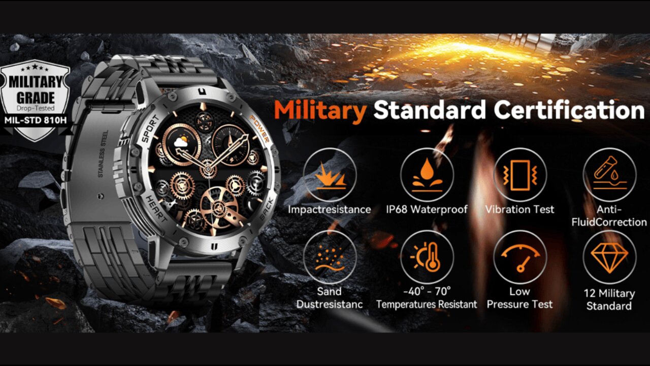 Military Smart Watches for Men with Bluetooth Call