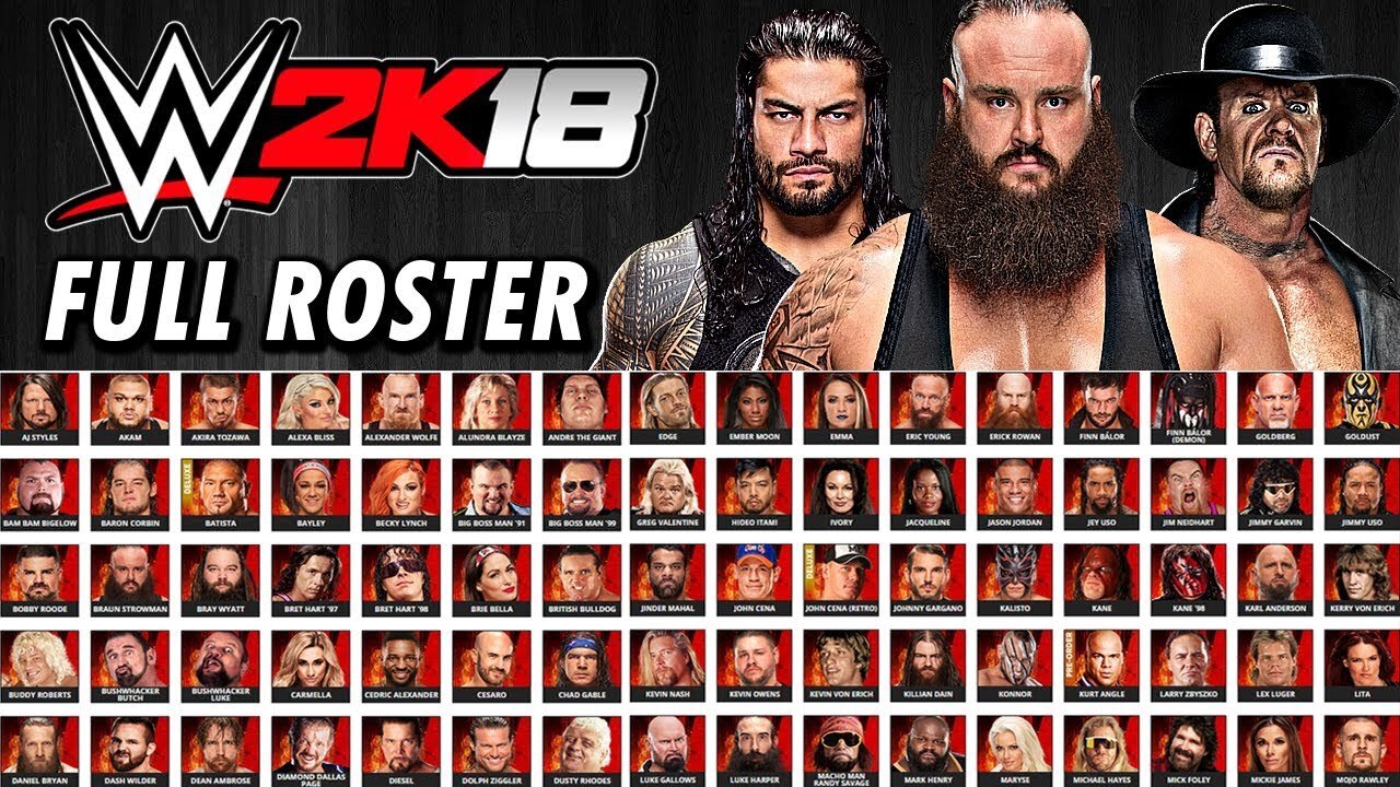 WWE 2k18 Full updated roster with all 5 DLC's