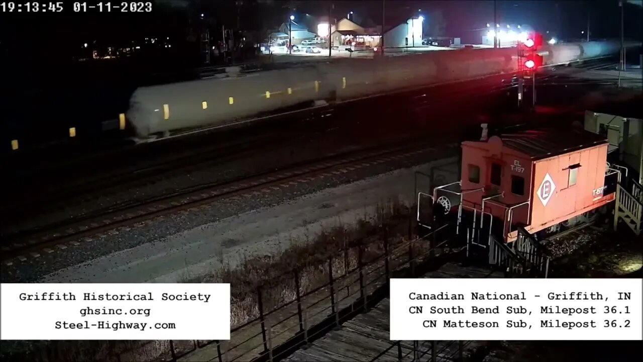 WB Manifest with CN 3069 Wisconsin Central in Griffith, IN on January 11, 2023
