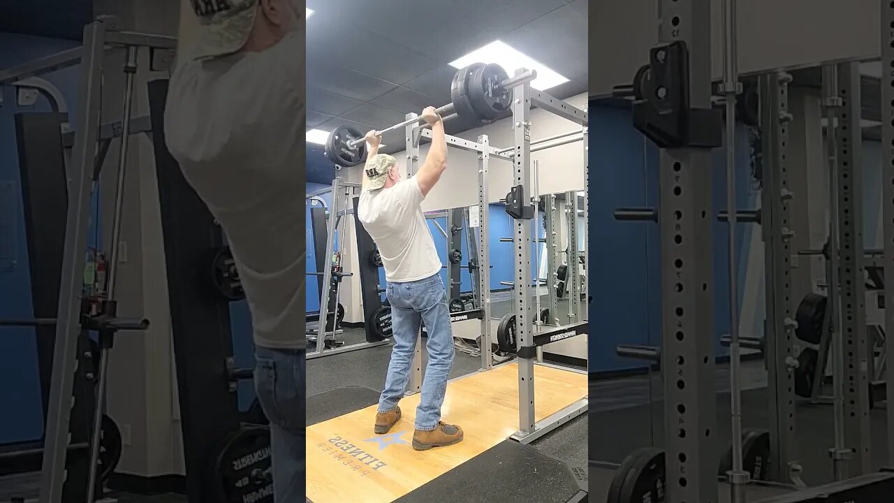 185lbs Military 🪖 press x 5 reps, Crazy 🤪 old man