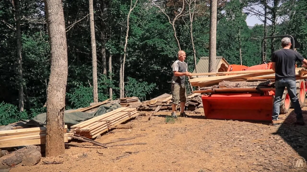 TIMBER FRAME CABIN LIFE OFF GRID | HOMESTEAD CHORES | CABIN INTERIOR WALLS | FRONT PORCH LUMBER