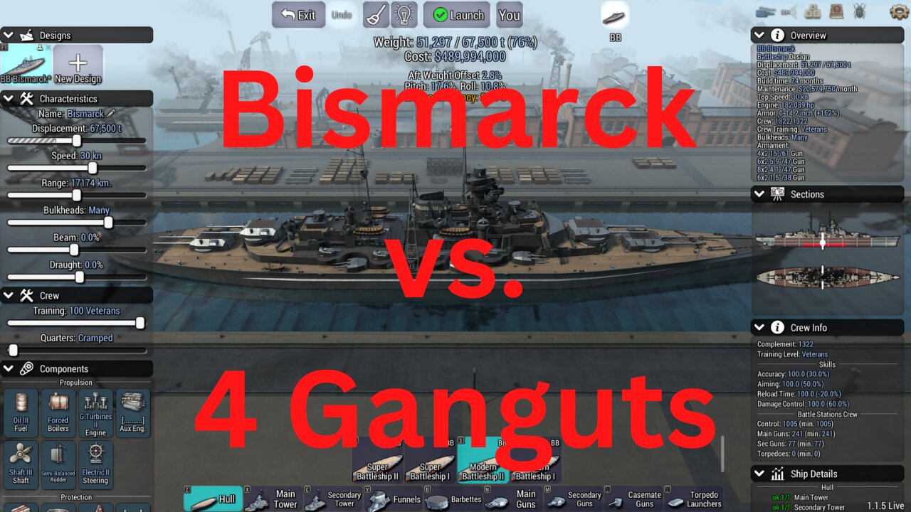 Bismarck vs. 4 Ganguts