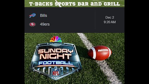 T-Backs Sports Bar and Grill Sports Schedule and quesadilla special for Monday Dec 02, 2024