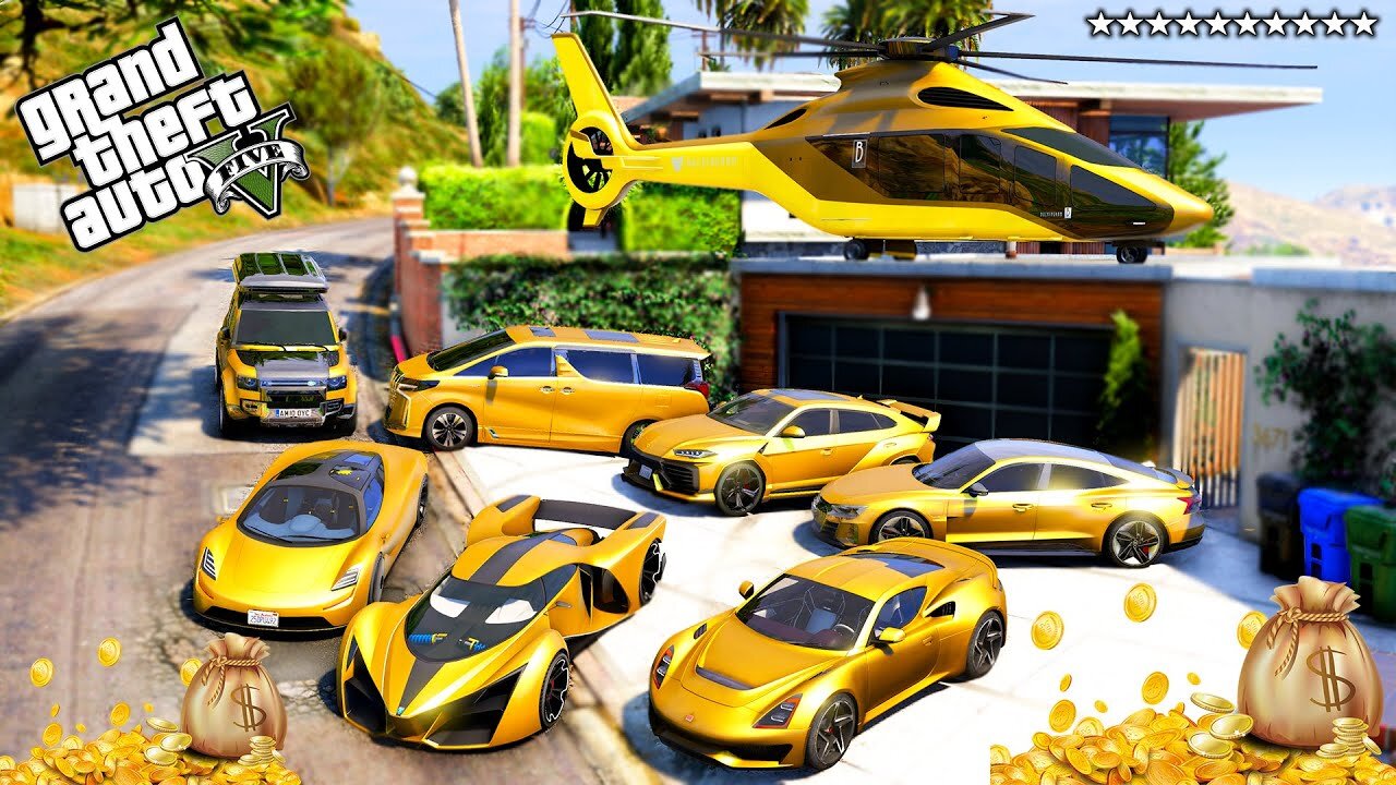 GTA 5 - Stealing Golden SuperCars with Franklin! (Real Life Cars #164)