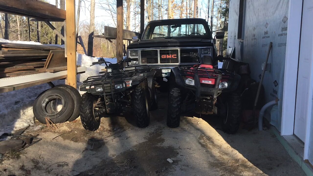 Driving the 1985 GMC Sierra Classic out of the Shed