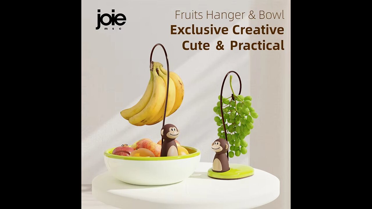 joie Banana Holder Fruit Plate Monkey Banana Tree & Bowl
