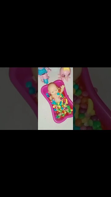 Satisfying Video | Mixing Candy In Bathtub With Choco Bean Pearls & Gems Toffee Cutting ASMR