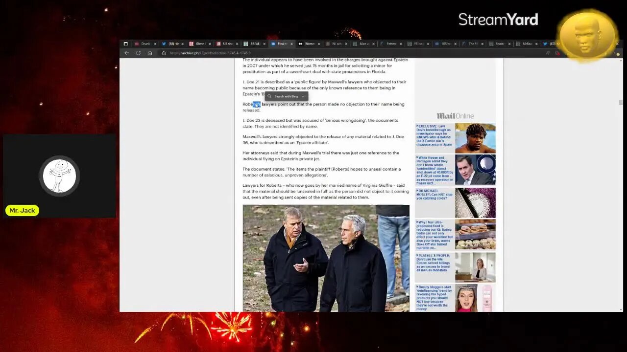 Sunshine Stream - Sydney Sues! UFO shot down? O'Keefe Cease & Desist? Epstein List? +More