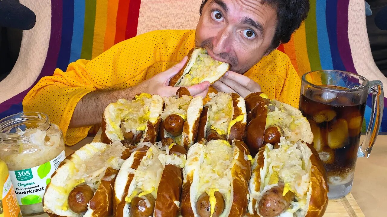 ASMR MUKBANG Cheesy Bratwurst Feast! * no talking eating sounds *