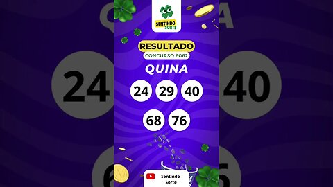 🍀 Resultado QUINA 6062 | Sentindo Sorte #shorts