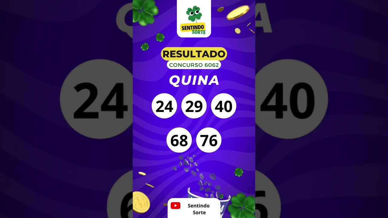 🍀 Resultado QUINA 6062 | Sentindo Sorte #shorts