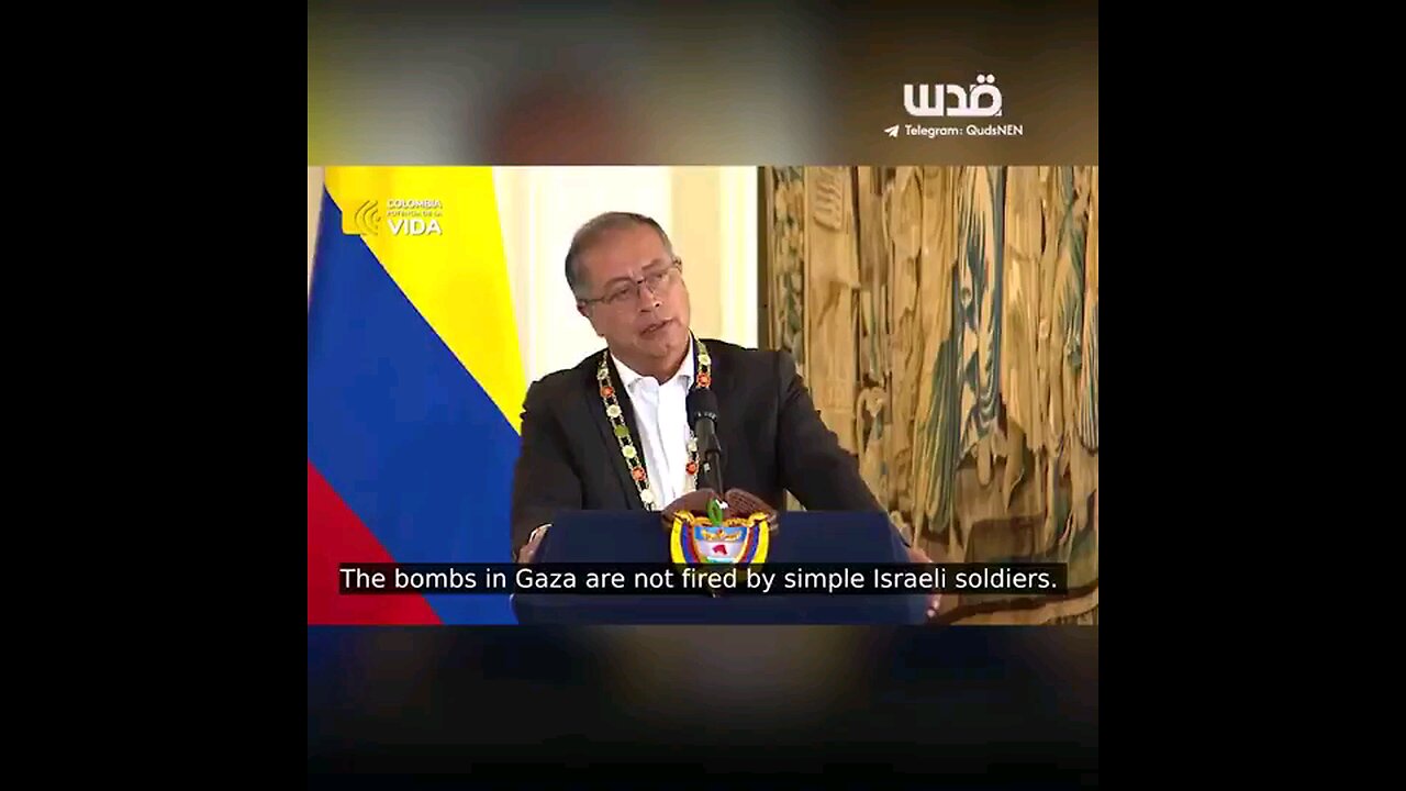 Colombian President Gustavo Petro gave impactful speech accepting Palestine's Great Medal.⏬Descrip