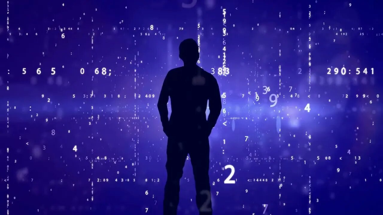silhouette on falling digits background SBV 308822664 HD