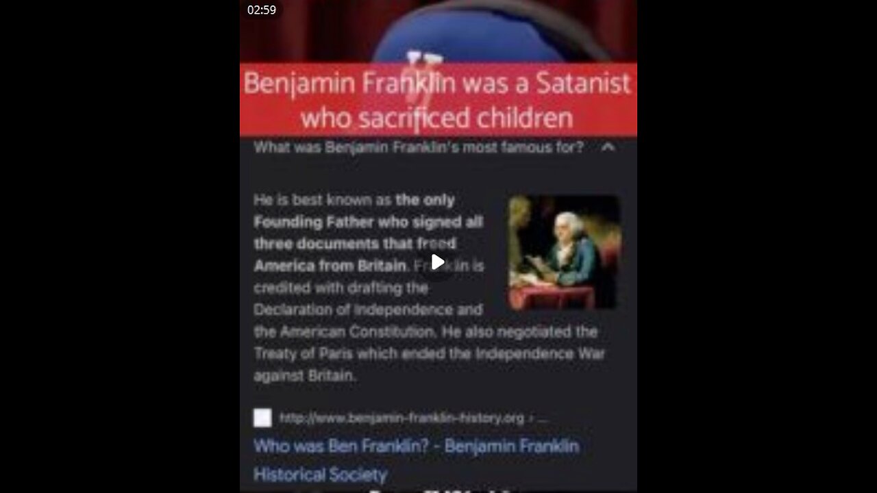 Benjamin Franklin was a Satanist who sacrificed children and was just confirmed by the Smithsonian…