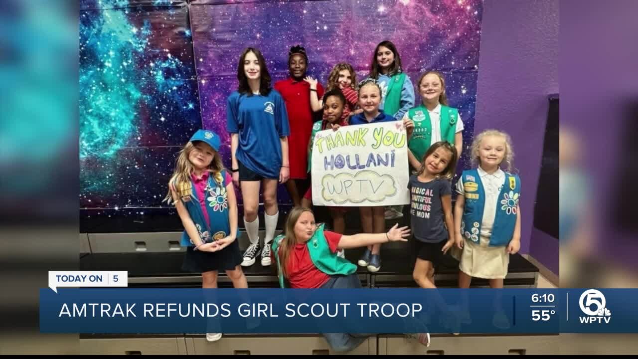 WPTV helps Girl Scouts troop get refund check from Amtrak