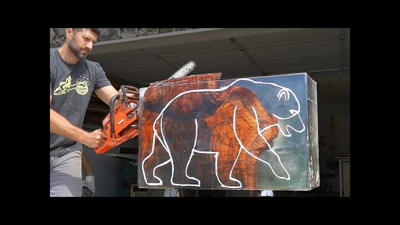 Epoxy & Wood Carved into a Grizzly Bear