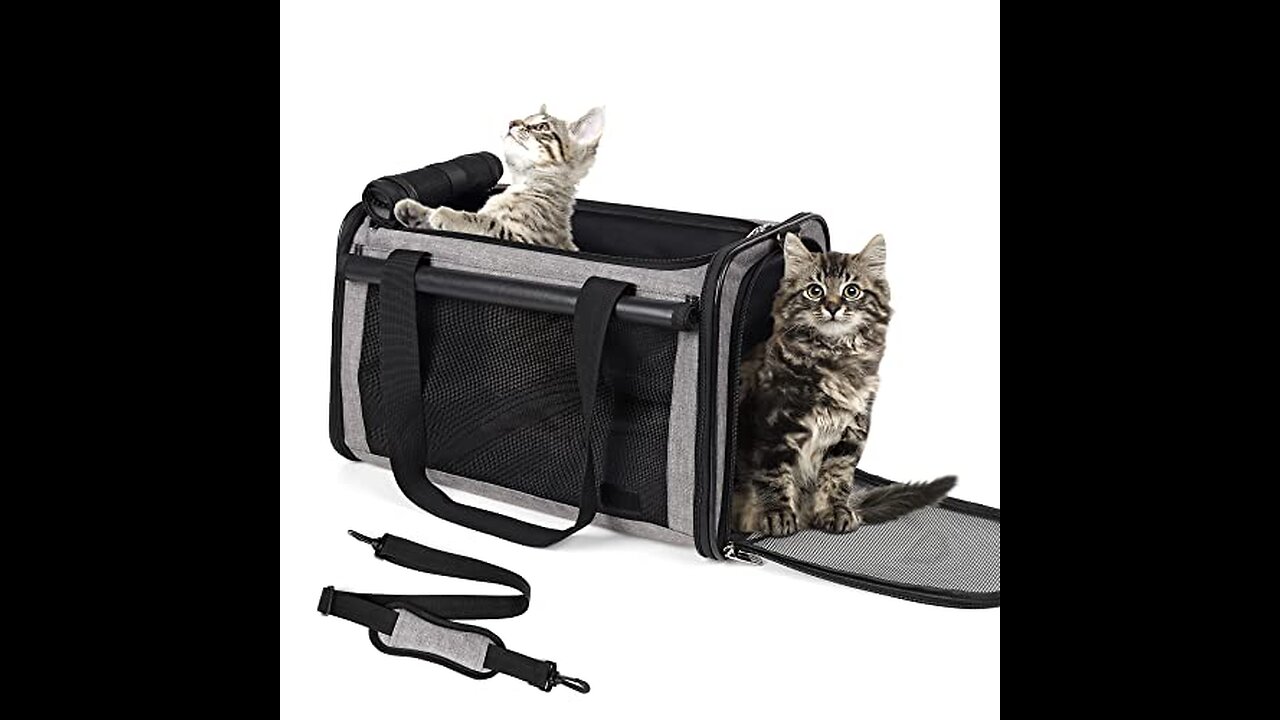 BAGLHER Cat Carrier Bag ,Airline Approved Pet Carrier Soft Side Pet Travel 5 Sides Open Doors 3...