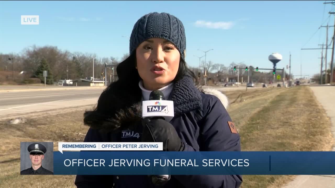 Mary Jo Ola shows us a portion of the procession route for Officer Jerving