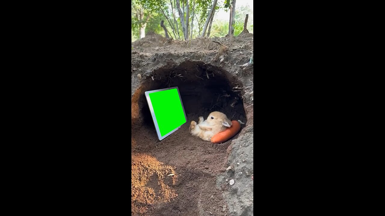 Bunny Watching iPad | Green Screen