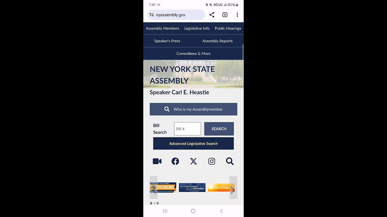 Taking a look at the New York Assembly website on May 9, 2024. nyassembly.gov