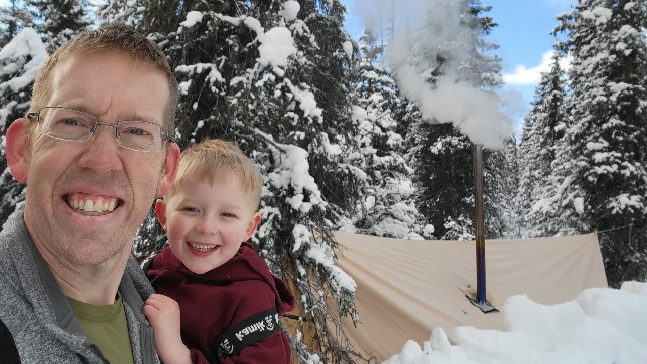 Wolves "Laughing" Outside Our Tent - Hot Tent Hammock Camping in Deep Snow