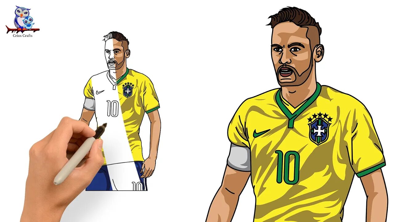 How to Draw Neymar - Brazilian Professional Footballer