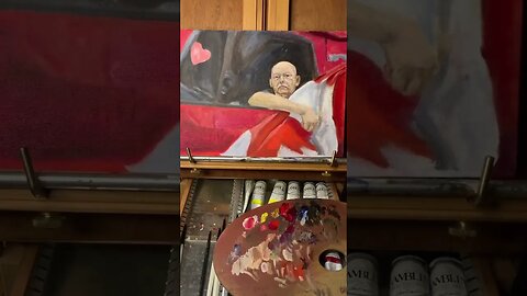 Oil painting the frustrating phase before applying the top layers.