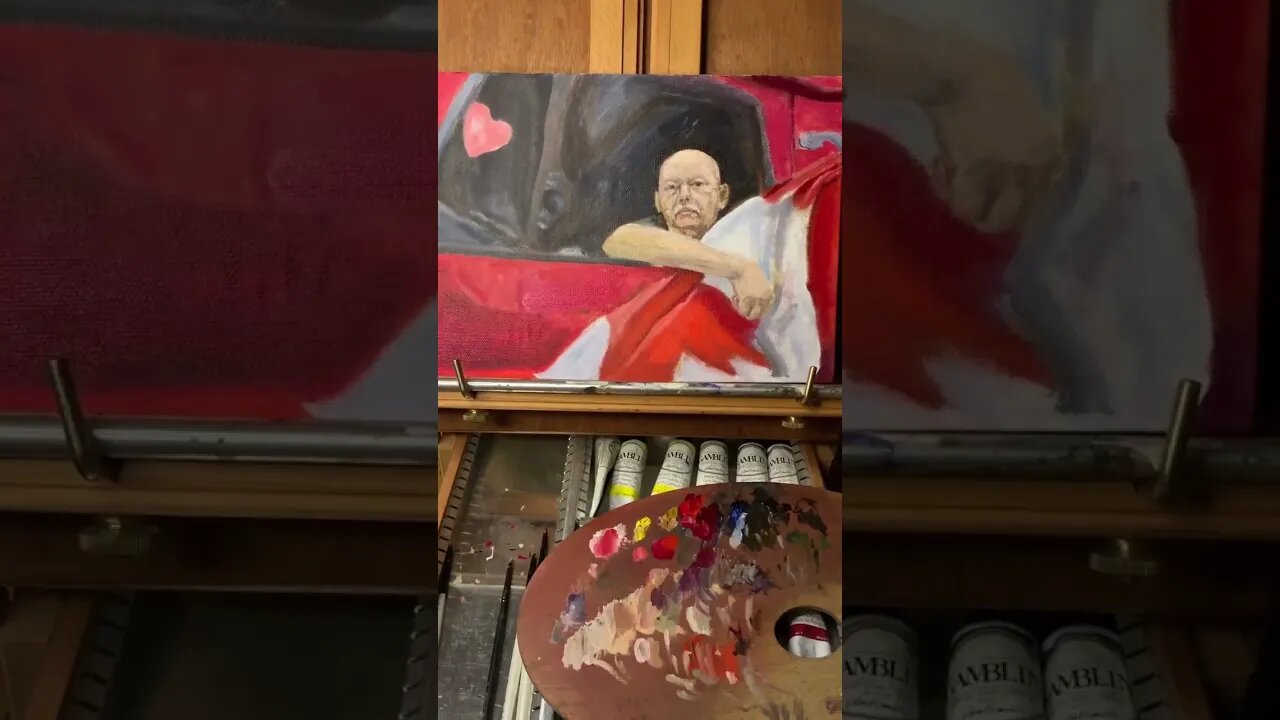 Oil painting the frustrating phase before applying the top layers.