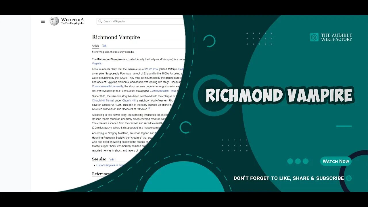 The Richmond Vampire is a recent urban legend from Richmond, Virginia.Local residents claim