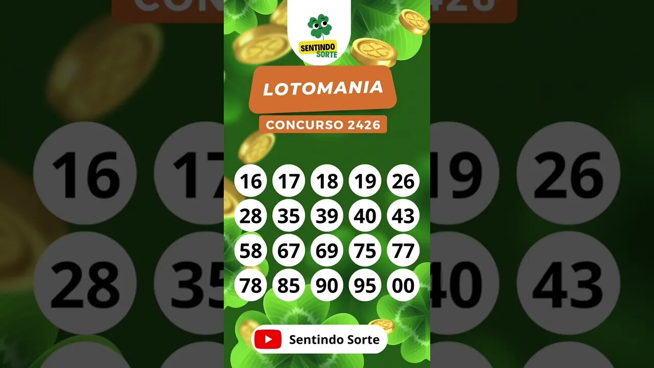 🍀 Resultado LOTOMANIA 2426 | Sentindo Sorte #shorts