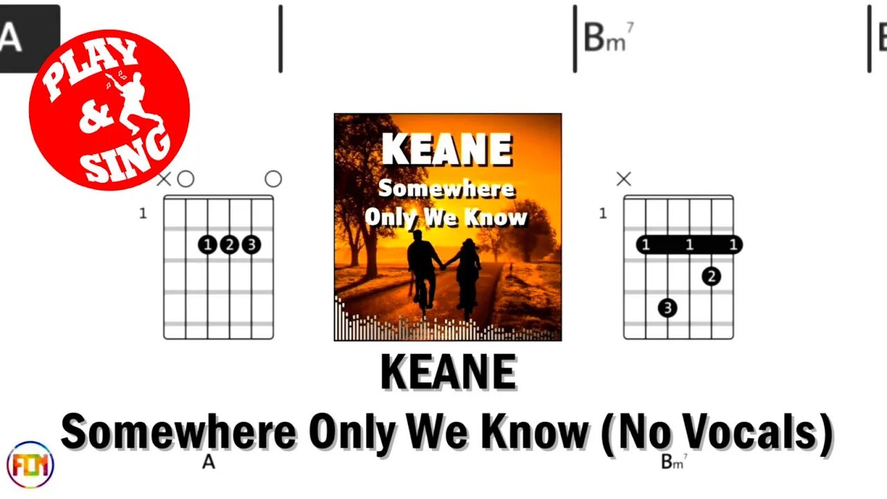 KEANE Somewhere Only We Know FCN GUITAR CHORDS & LYRICS NO VOCALS