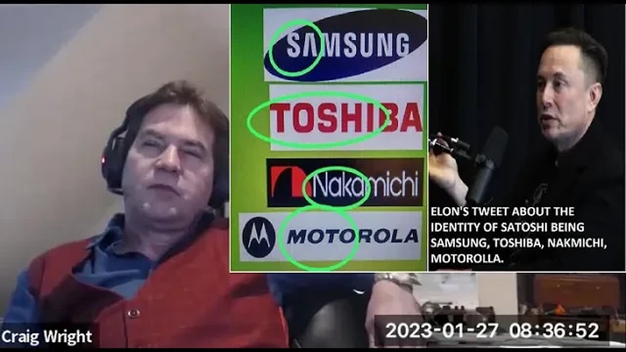 Dr Craig Wright's responds to Elon's Tweet about Satoshi being Samsung/ Toshiba/Nakamichi/Motorolla