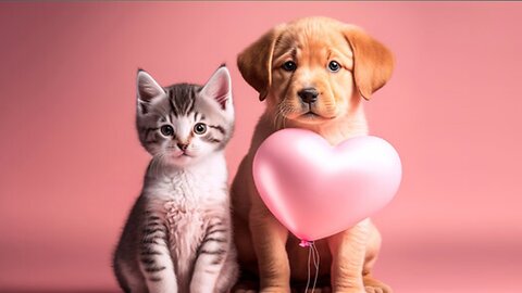 Cute cat and dog