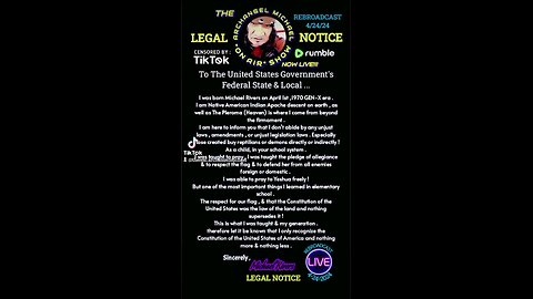 Legal Notice To The United States Government's , Federal , State , County, & Local amAuthorities ...